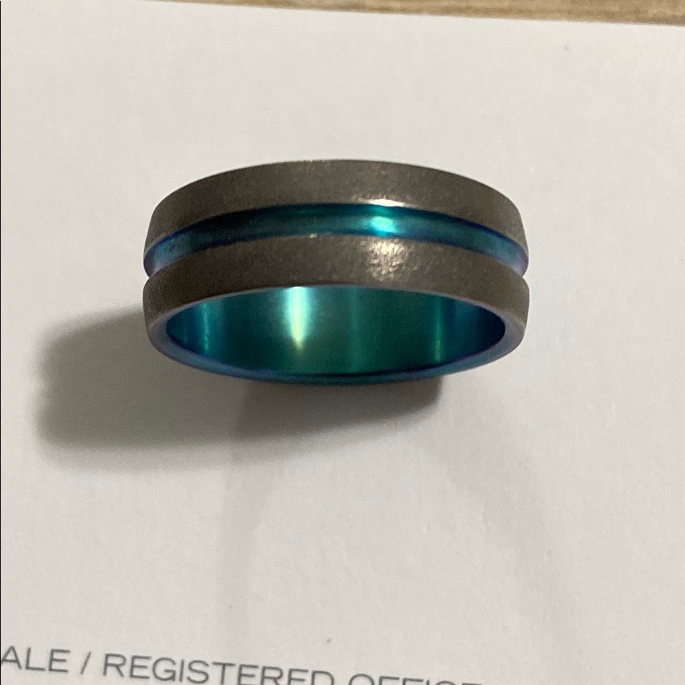 Men’s Teal and Silver Toned Ring